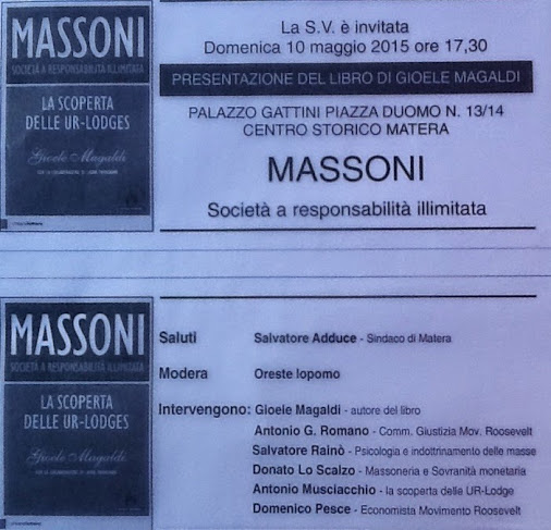 Presentazione Massoni a Matera 10 maggio 2015